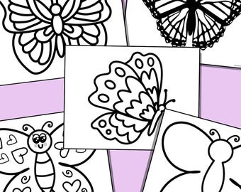 Butterfly Outline Templates: 5 Sizes for Crafts & Coloring (Digital Download)