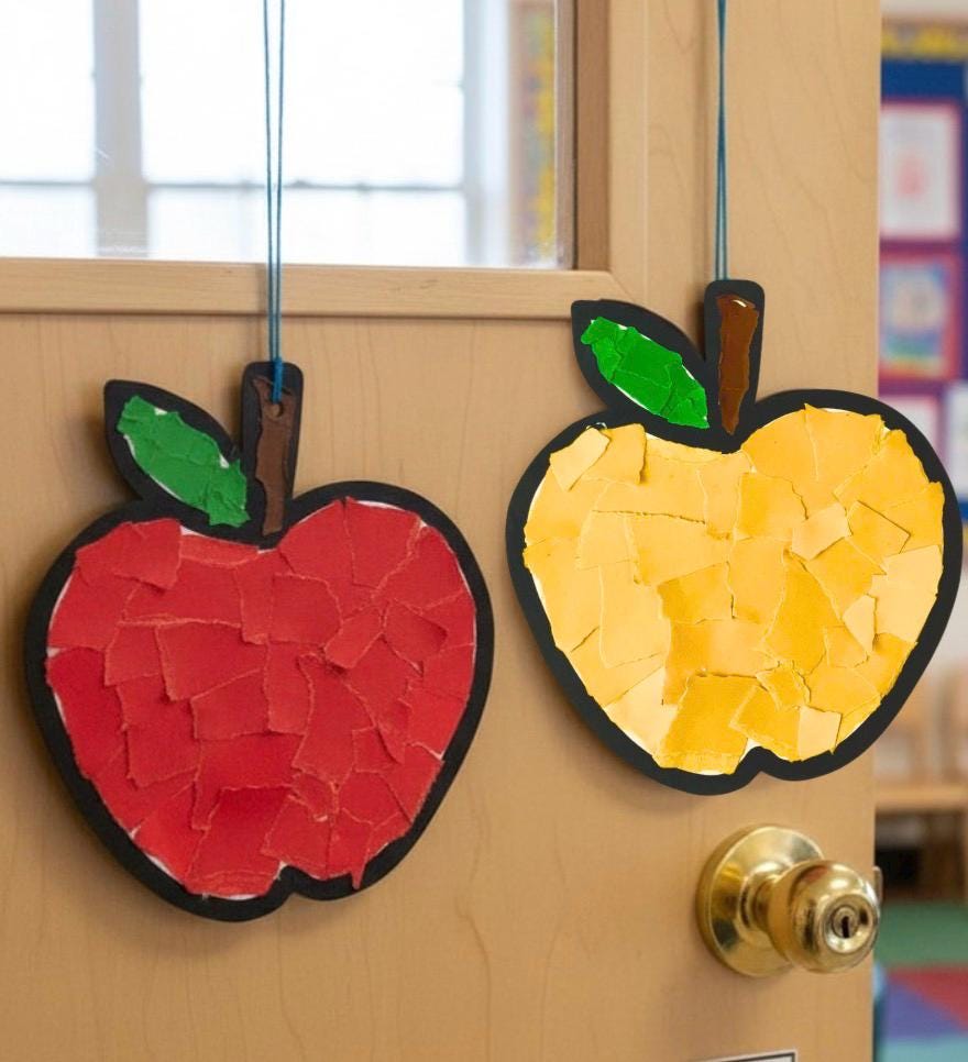 Apple Craft Printable | Torn Paper Apple Activity for Kids | Apple Pop ...