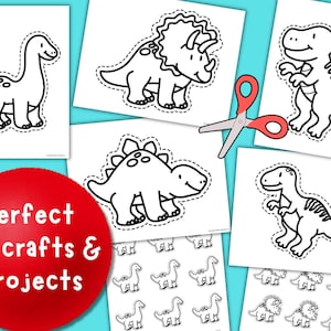 Dinosaur Cut-Out Printables in 5 Sizes | Pre-K to 3rd Grade Crafts, Coloring Pages, Bulletin Board PDF for Classroom or Homeschool