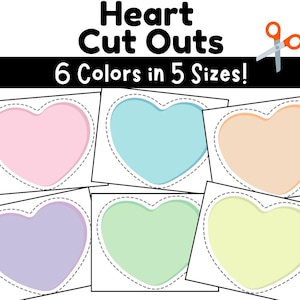 Ritagli di cuori pastello per lavoretti di San Valentino / Lavoretti per bambini, decorazioni per la classe e attività educative speciali