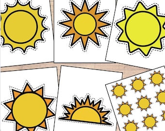 Sun Cut-Out Templates: Classroom Decor, Printable Seasonal Activities (5 Sizes) (Digital Download)