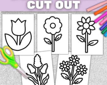 Bold Flower Cut Out Templates | Spring Craft Shapes, 5 Sizes (PDF Download)