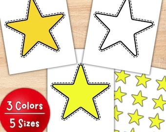 Printable Star Cutouts: Yellow & Black White Star Templates (PDF Download)