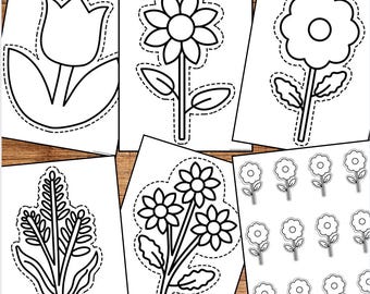 Recortes de flores imprimibles: Decoración primaveral para tablones de anuncios (descarga digital)