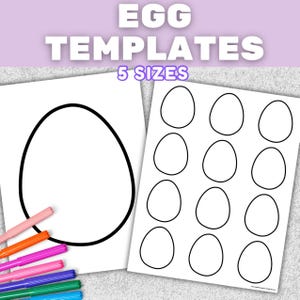 Easter Egg Templates Printable | Blank Egg Coloring Pages 5 Sizes | Spring Craft Activity for Kids Classroom Art Project