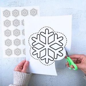 Recortes de flocos de neve para imprimir: Desenhos de artesanato de inverno (Download instantâneo)