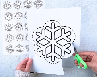 Recortes de copos de nieve imprimibles: Diseños de manualidades de invierno (Descarga instantánea)