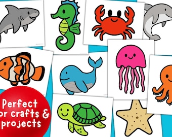Ocean Animal Cutouts: 10 Sea Creature Templates for Classroom Decor (Digital Download)