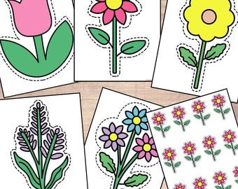 Colorful Flower Cut-Outs: Spring Crafts & Bulletin Board Decor (Digital Download)