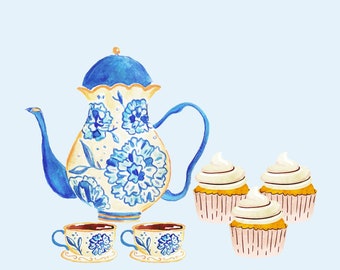 Blue Teapot Print