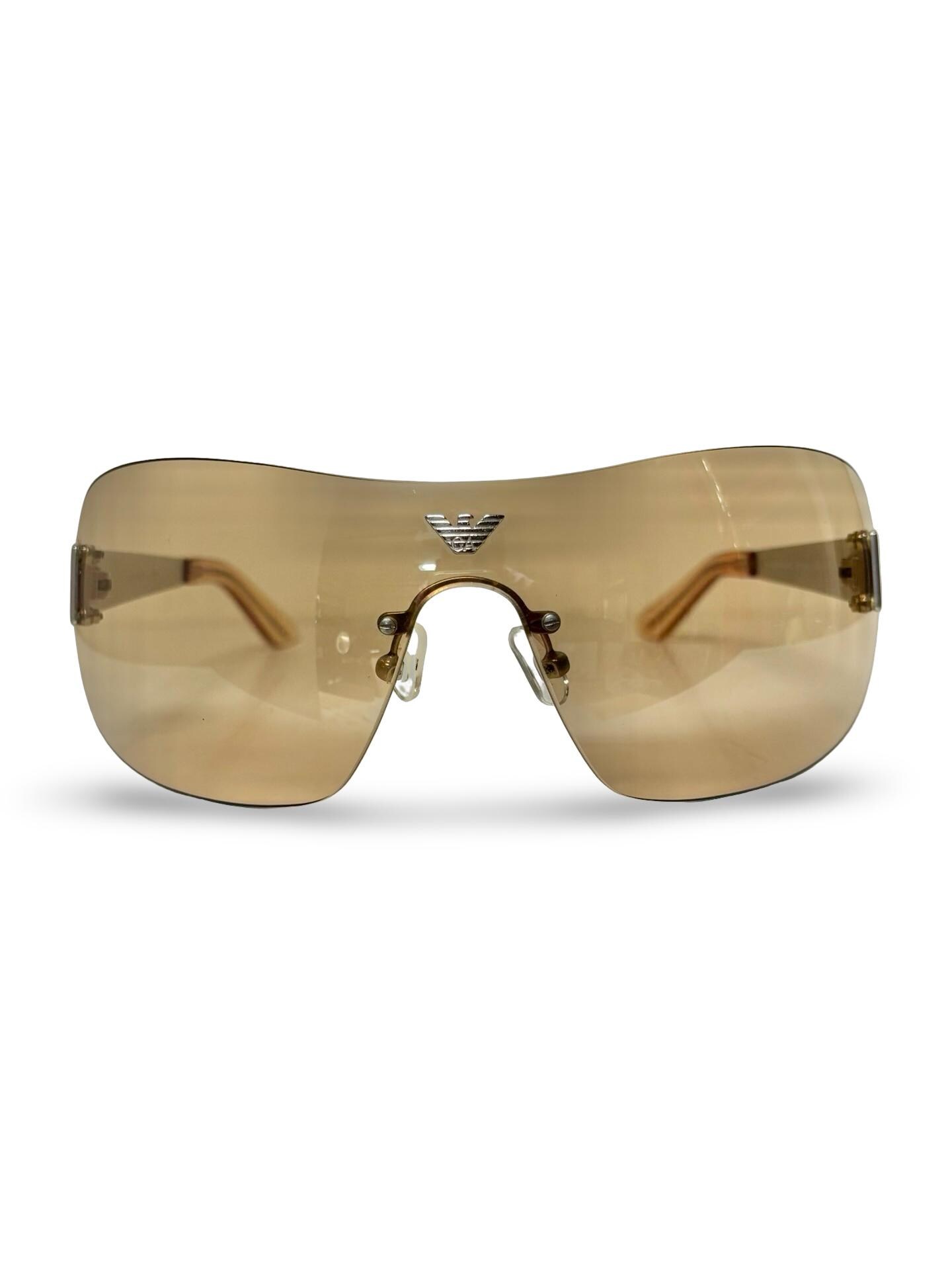 Emporio Armani Cream Sunglasses with Vintage-Inspired Design Emporio Armani 1997 Vintage Sunglasses Gold Green Retro  main image 4