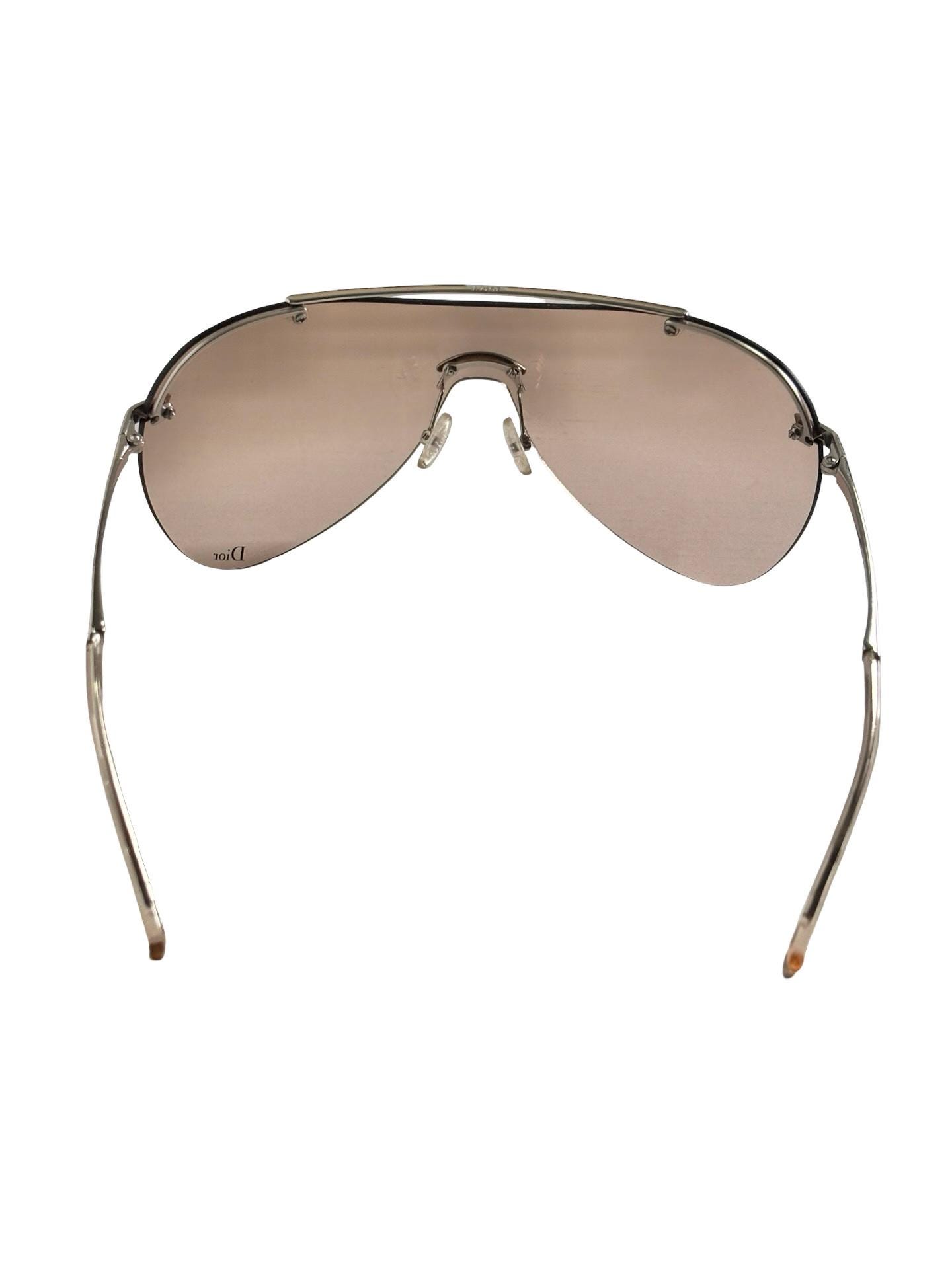 Vintage Y2K Dior Air 1 Oversized Wraparound Aviator Shield Silver