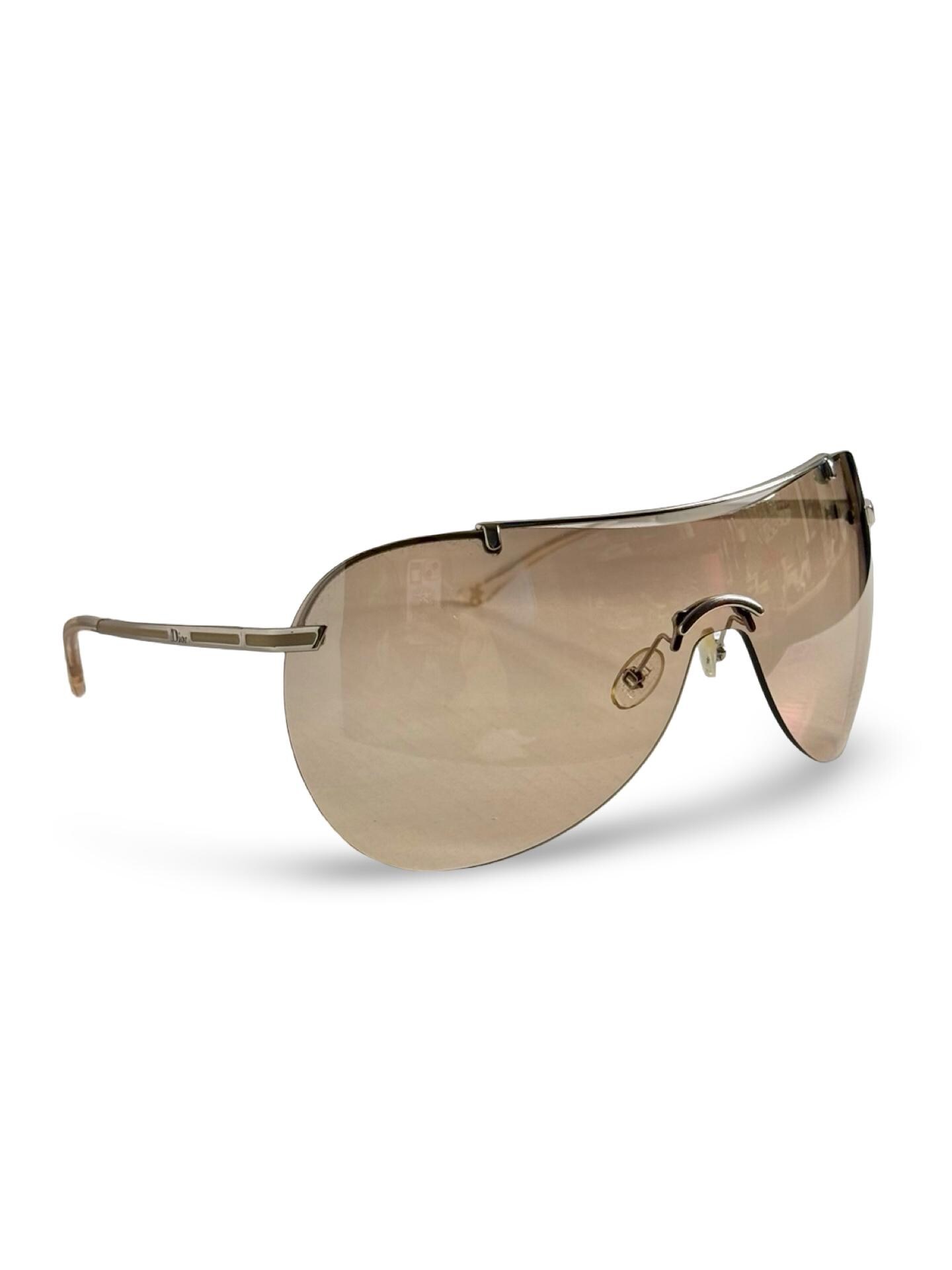 Vintage Y2K Dior Air 1 Oversized Wraparound Aviator Shield Silver