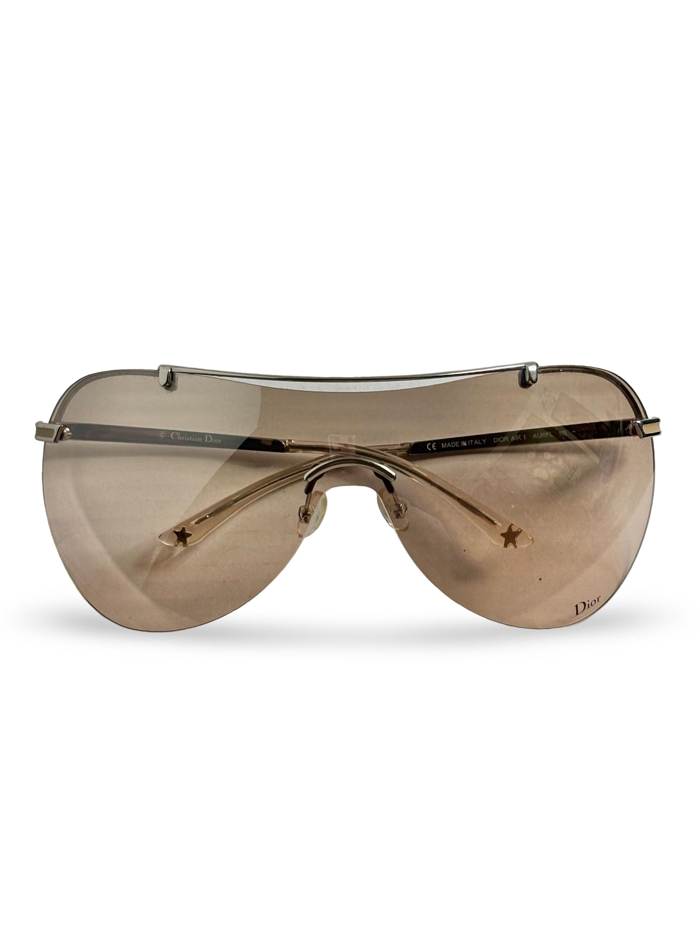 Vintage Y2K Dior Air 1 Oversized Wraparound Aviator Shield Silver