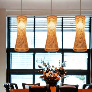 Japanese Style Bamboo Pendant Lamp , Rattan Pendant Light ,Bamboo Recyclable Ceiling Light , Aesthetic Home Decor,Pinterest Light Fixture