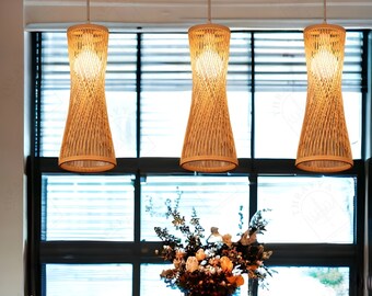 Japanese Style Bamboo Pendant Lamp , Rattan Pendant Light ,Bamboo Recyclable Ceiling Light , Aesthetic Home Decor,Pinterest Light Fixture