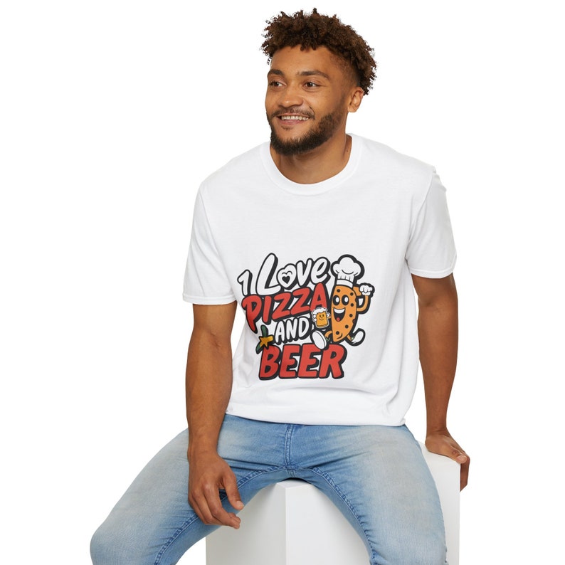 Fun Pizza & Beer Lover T-Shirt Casual Cotton Tee for Foodies Perfect Gift for Beer Enthusiasts zdjęcie 4