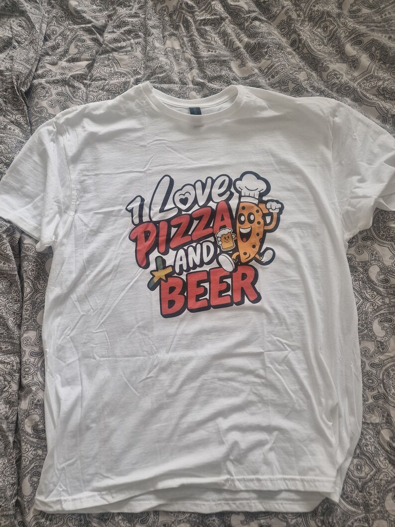 Fun Pizza & Beer Lover T-Shirt Casual Cotton Tee for Foodies Perfect Gift for Beer Enthusiasts zdjęcie 2