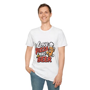 Fun Pizza & Beer Lover T-Shirt Casual Cotton Tee for Foodies Perfect Gift for Beer Enthusiasts zdjęcie 9