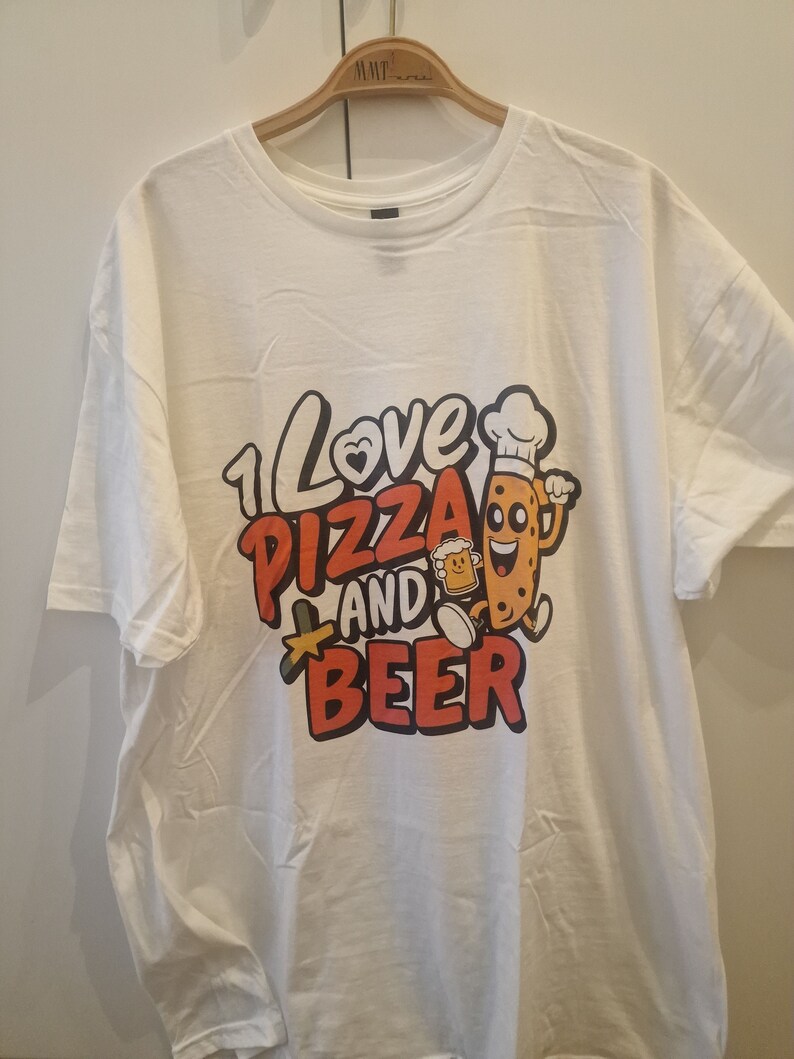 Fun Pizza & Beer Lover T-Shirt Casual Cotton Tee for Foodies Perfect Gift for Beer Enthusiasts zdjęcie 3