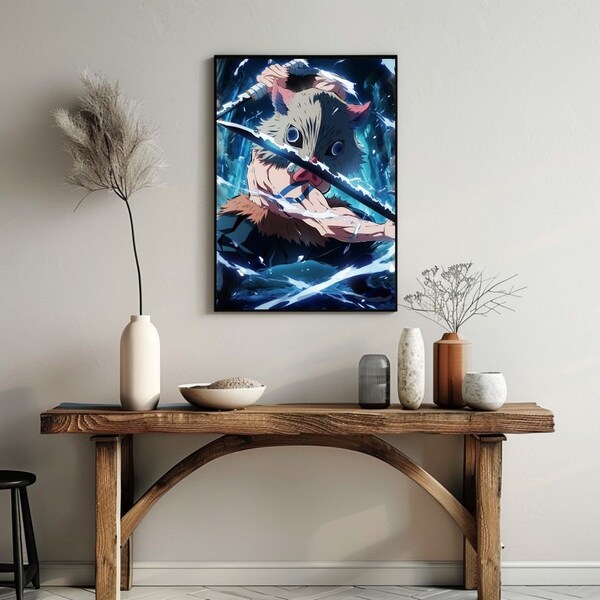 Demon Slayer Inosuke Wall Art, Anime Wall Art, Anime Poster, Demon Slayer Poster, Anime Wall Decor, Inosuke Hashibira, Tanjiro Kamado