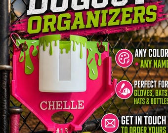 Custom Baseball / Softball Organizer – Bat, Helmet, Glove, Bottle Holder – Drippy - Ice cream - USA - Custom Gift
