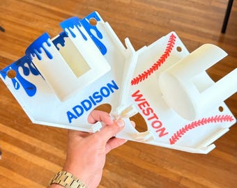 Custom Baseball / Softball Organizer – Bat, Helmet, Glove, Bottle Holder – Drippy - Ice cream - USA - Custom Gift