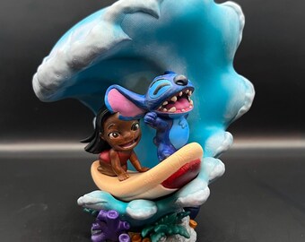 Hand-Painted Lilo & Stitch Sculpture – Tropical Sci-Fi Collectible