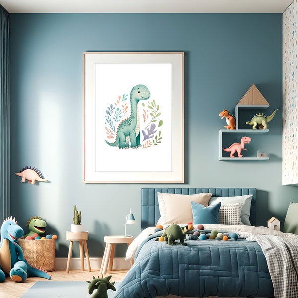 Impression de dinosaure / décoration de chambre de bébé / affiche de chambre bébé garçon / art mural imprimable / décoration dinosaure