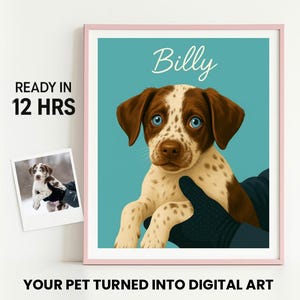 Custom Pet Portrait from Photo • Cartoon Dog Illustration • Printable Pet Gift Digital Art