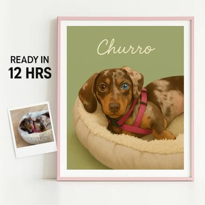 Custom Pet Portrait Cartoon Style | Digital Dog Illustration with Heart Background | Personalized Pet Art Download for Dog Lovers & Gifts