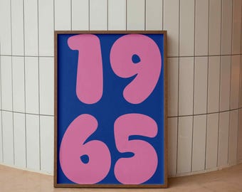 Personalized Birth Year Poster, Custom Year Print, Vintage Typography Wall Art, Birthday Gift for Her, Digital Download