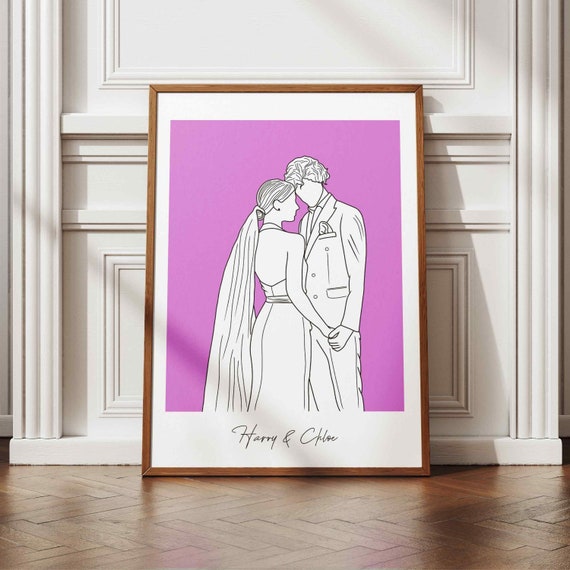 Custom Faceless Line Art Portrait from Photo, Personalized Family Couple Illustration, Minimalist Digital Wall Art, Anniversary Gift