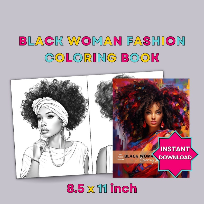 Printable Adult Coloring Page African American Fashion Coloring Book