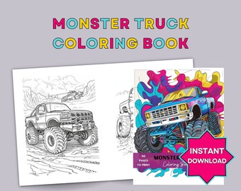 Kids Monster Truck Coloring Pages - Etsy