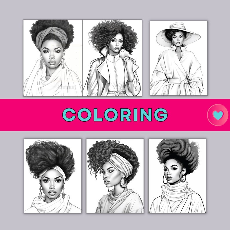 Printable Adult Coloring Page African American Fashion Coloring Book