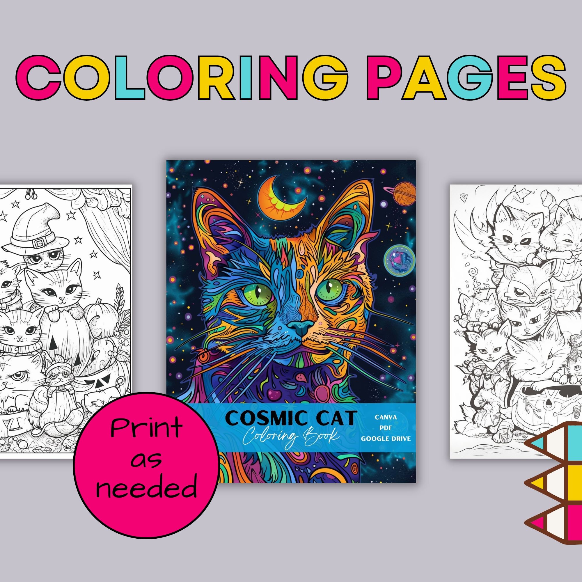 Cats Coloring Pages Cats Lover Gift Kitty Coloring Page Cats Coloring ...