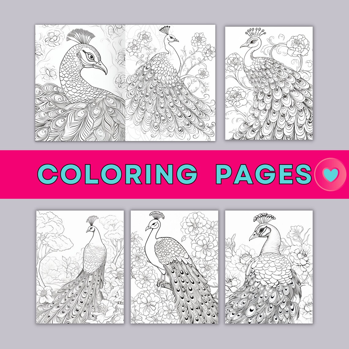 Printable Coloring Page Peacock Coloring Page Grayscale Jpg Printable