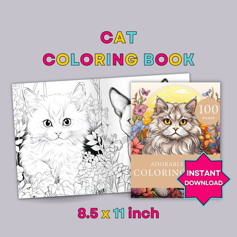 Cat Coloring Book Printable Pdf File Adorable Cats Coloring Pages for Kids Printable Adult ...
