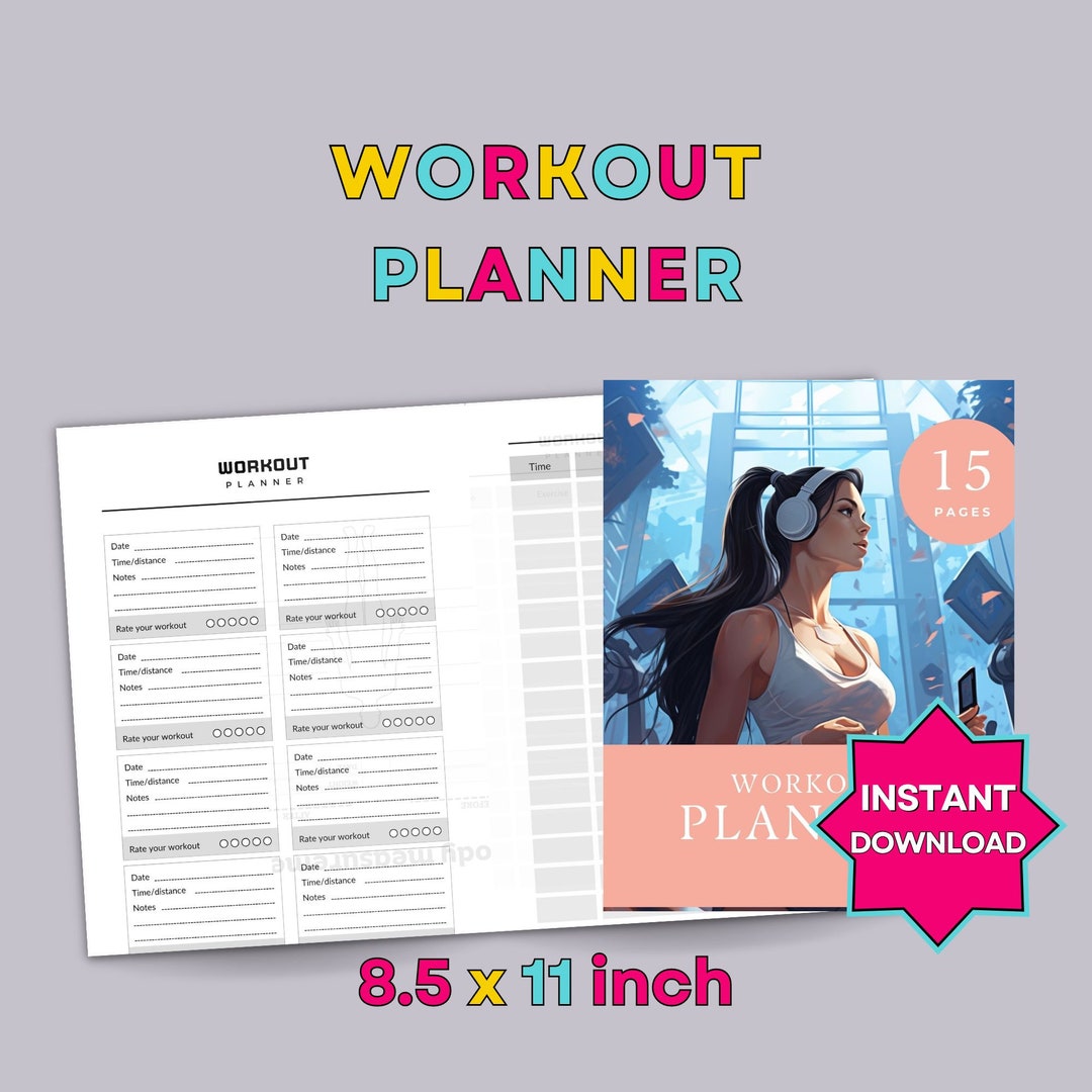 Fitness Tracker Workout Tracker Exercise Log Workout Planner Printable ...