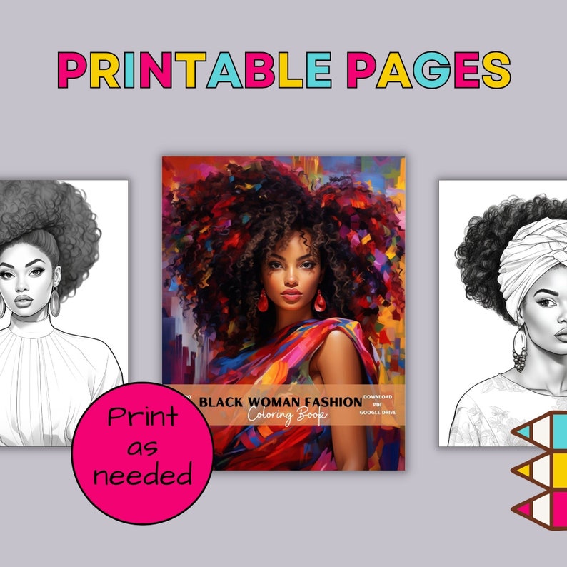 Printable Adult Coloring Page African American Fashion Coloring Book
