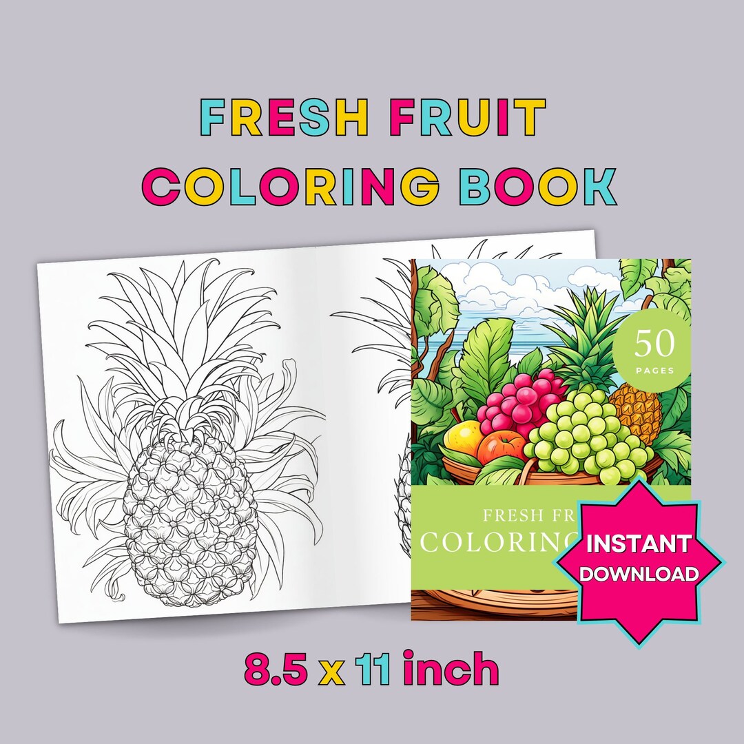 Fruit Coloring Pages Coloring Book Instant Download Printable Activity ...