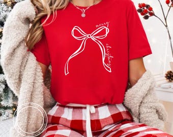 Coquette Merry Christmas SVG, PNG 5 Colors, Coquette Christmas, Coquette Bow