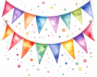 Birthday Banner 12 JPG, JPEG, Balloons, Childrens Birthday, Kids Party Clipart, Birthday Clipart, Digital Paper, Junk Journal, Birthday