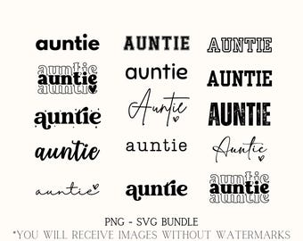 Auntie SVG, PNG, 15 Designs, Bundle
