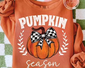 Pumpkin Season PNG, Coquette Bow, Fall, Pumpkin Spice, Retro Halloween, Pumpkin Season