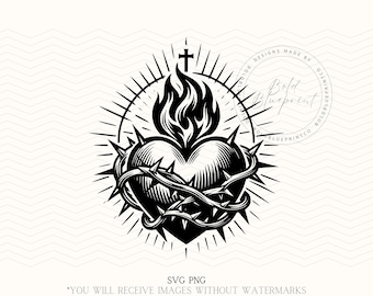 Sacred Heart of Jesus SVG, PNG, Sacred Heart of Jesus, Sacred Heart, Faith Based Svg, Sacred Heart of Jesus Png, Worship Svg, Christian Svg