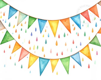 Birthday Clipart 12 JPG, JPEG, Childrens Birthday, Kids Party Clipart, Digital Paper, Junk Journal, Birthday Graphics JPG Bunting Balloons