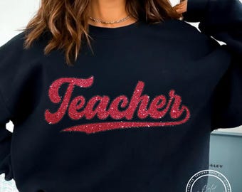 Teacher PNG 6 Designs Png Bundle Faux Glitter