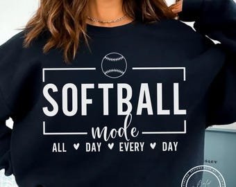 Softball Mode All Day Every Day PNG, Heart, Softball